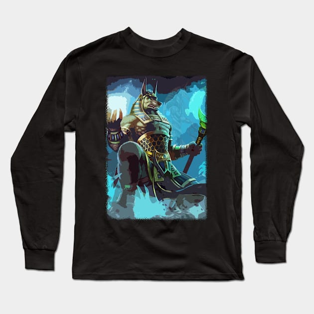 Anubis Lord of the Necropolis Long Sleeve T-Shirt by HARKO DESIGN